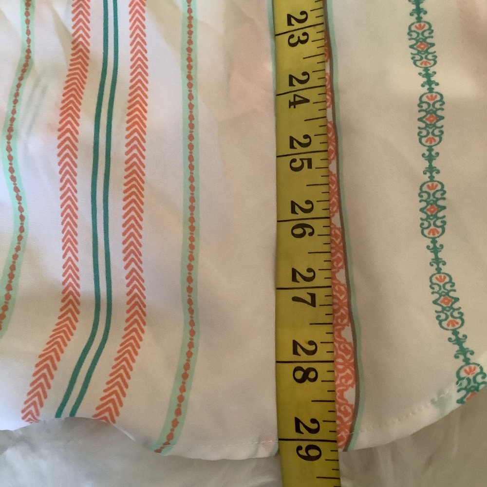 Torrid Womens Size 3 Coral Teal Striped Button Back Short Sleeve Blouse Top - Picture 14 of 16